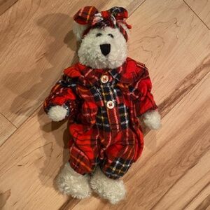 The Boyds Collection Bear with plaid outfit & headband